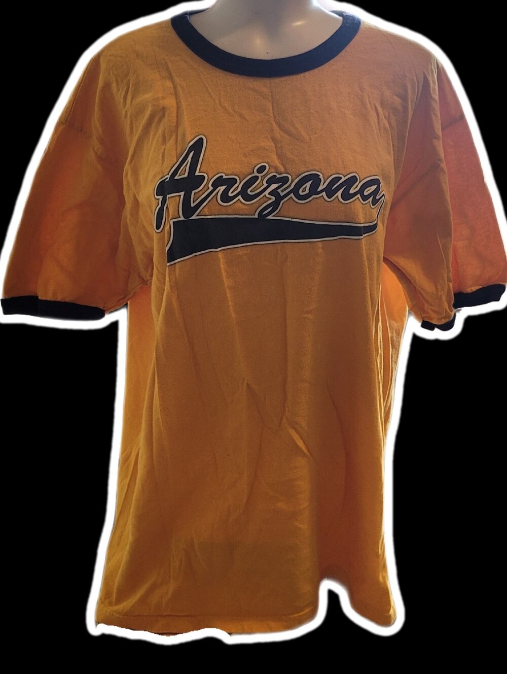 hybrid tees vntg 90s hip hop style oversized yellow arizona ringer tee shirt 🎧✩